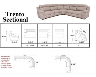 Trento Power Leather Sectional