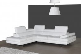 A761 Italian Leather Sectional in Snow White