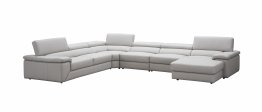 Kobe Premium Leather Sectional in Silver Grey