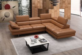 A761 Italian Leather Sectional in Caramel