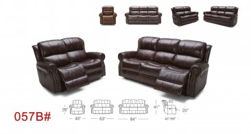 057B Motion Leather Sofa, Love, and Chair