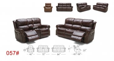 057 Motion Leather Sofa, Love, and Chair