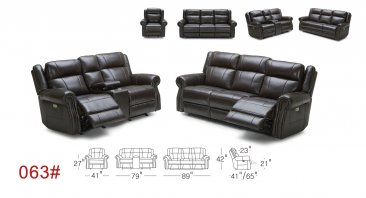 063 Motion Leather Sofa, Love, and Chair