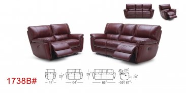 1738B Motion Leather Sofa, Love, and Chair