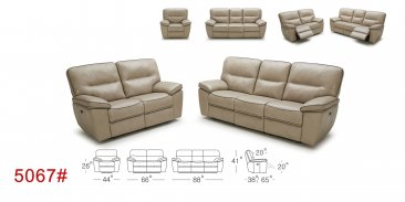 5067 Motion Leather Sofa, Love, and Chair