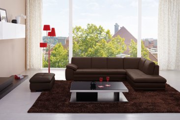 625 Italian Leather Sectional in Brown