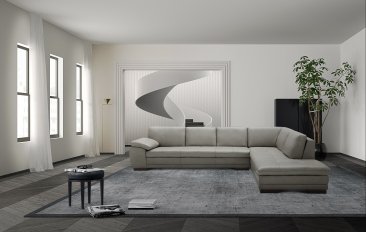 625 Italian Leather Sectional in Grey