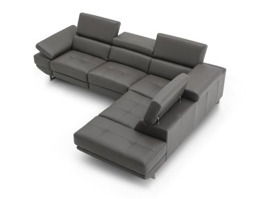 The Annalaise Recliner Leather Sectional in Dark Grey