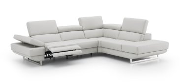 The Annalaise Recliner Leather Sectional in Silver Grey
