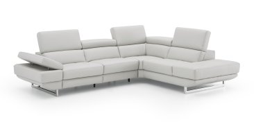 The Annalaise Recliner Leather Sectional in Silver Grey