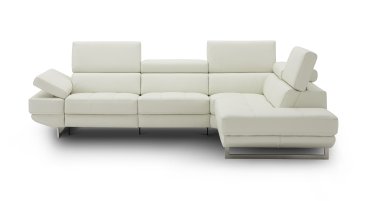 The Annalaise Recliner Leather Sectional in Snow White