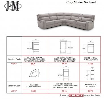 Cozy 6Pc Motion Sectional In Moonshine Microfiber