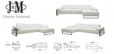 Fleurier Leather Sectional in White