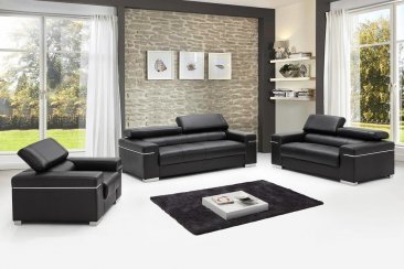 Soho Leather Sofa in Black