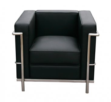 Cour Italian Leather Chair in Black