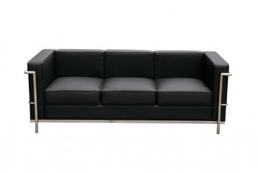 Cour Italian Leather Sofa in Black