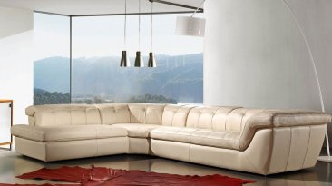 397 Italian Leather Sectional in Beige