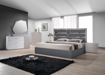 Da Vinci Bed in Charcoal with Florence Case Goods
