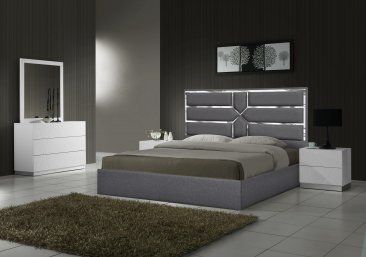Da Vinci Bed in Charcoal with Naples White Case Goods
