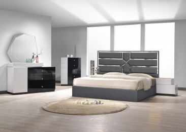 Da Vinci Bed in Charcoal with Turin Case Goods