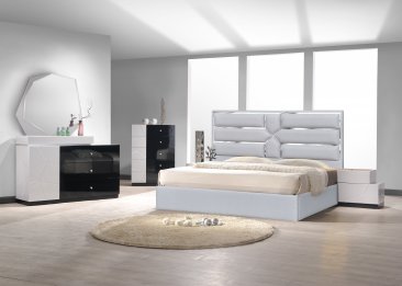 Da Vinci Bed in Silver Grey with Turin Case Goods