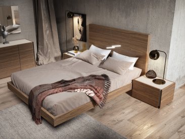 Faro Premium Bedroom Set in Walnut with Light Grey