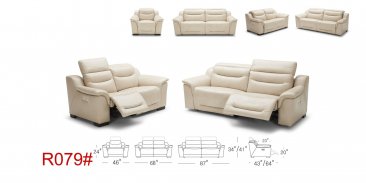 R079 Motion Leather Sofa, Love, and Chair