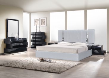 Matissee Bed in Silver Grey with Milan Black Case Goods