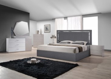 Matissee Bed in Silver Grey with Florence Case Goods