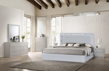 Monet Bed in Silver Grey with Naples Grey Case Goods