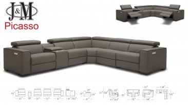 Picasso 6Pc Motion Sectional In Blue Grey
