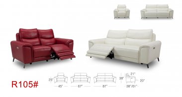 R105 Motion Leather Sofa, Love, and Chair