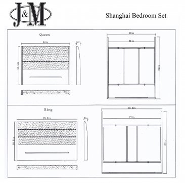 Shanghai Bedroom Set (Only Mirror, Chest and Dresser Available)